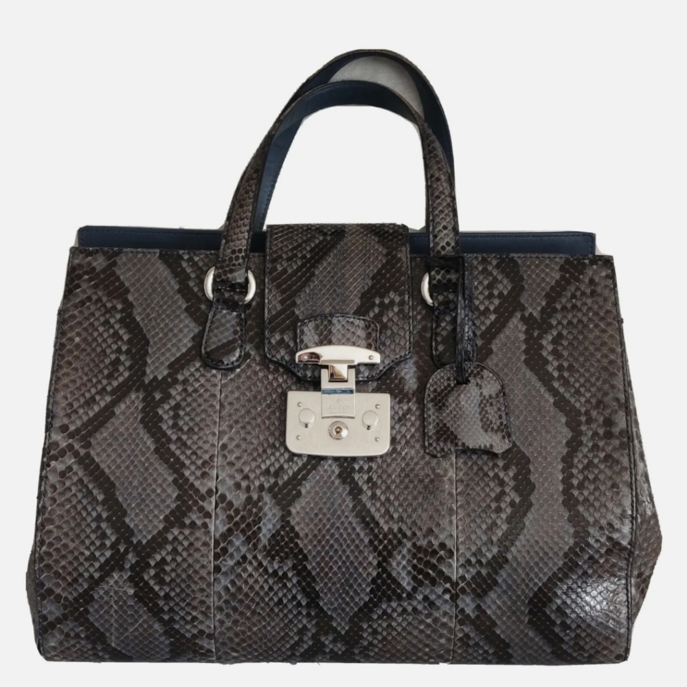 Gucci 'Lady Lock' Python Large Gray Top Handle Sa… - image 1